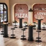 Industrial Round Bar Table Set with Two Stools