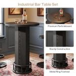 Industrial Round Bar Table Set with Two Stools