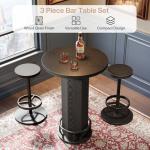 Industrial Round Bar Table Set with Two Stools