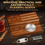Wooden Cigar Ashtray Set with Lighter and Cutter