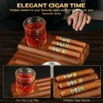 Wooden Cigar Ashtray Set with Lighter and Cutter
