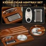 Wooden Cigar Ashtray Set with Lighter and Cutter