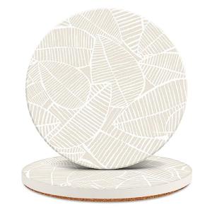 Leaf Design Ceramic Coasters Set of 2