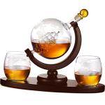 Whiskey Decanter Globe Set with 2 Glasses