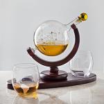Whiskey Decanter Globe Set with 2 Glasses