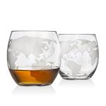 Whiskey Decanter Globe Set with 2 Glasses