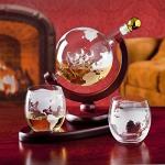 Whiskey Decanter Globe Set with 2 Glasses