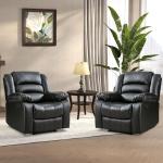 Black Recliner Chair Set of 2 - Overstuffed Comfort