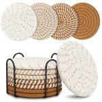 Boho Drink Coasters Set with Holder - 8 Pack
