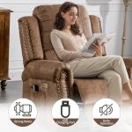 Brown Power Recliner Chair with Massage and Heat