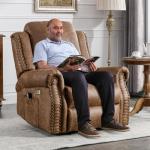 Brown Power Recliner Chair with Massage and Heat