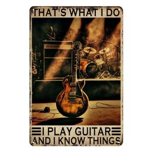 Guitar Wall Art Vintage Metal Sign for Man Cave