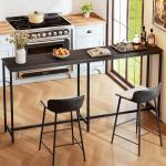 71" Black Metal Bar Table for Man Cave