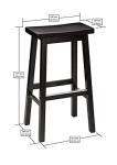 Black Solid Wood Saddle-Seat Barstools - Set of 2