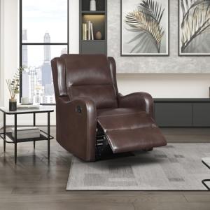 Brown Faux Leather Manual Recliner Chair