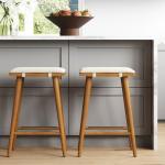 Brown and White Barstool Set of 2