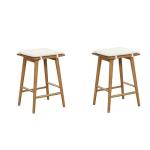 Brown and White Barstool Set of 2