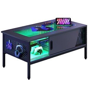 Bestier 42" LED Coffee Table with Storage Doors