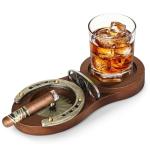 Horseshoe Ashtray and Whiskey Glass Tray Set