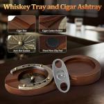 Horseshoe Ashtray and Whiskey Glass Tray Set