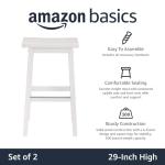 White Solid Wood Saddle-Seat Barstools - Set of 2