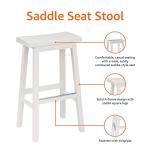 White Solid Wood Saddle-Seat Barstools - Set of 2