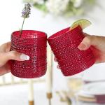 Vintage Red Hobnail Drinking Glasses Set