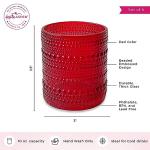 Vintage Red Hobnail Drinking Glasses Set