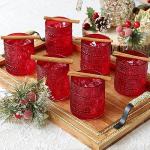Vintage Red Hobnail Drinking Glasses Set