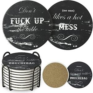 Funny Black Marble Coasters Set of 8