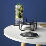 Funny Black Marble Coasters Set of 8