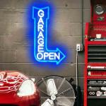 Open Arrow Neon Sign for Man Cave Garage