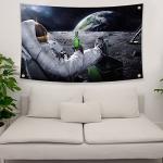 Astronaut Beer Drinking Moon Flag 3x5 Tapestry