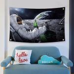 Astronaut Beer Drinking Moon Flag 3x5 Tapestry