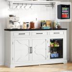 LUXOAK 60" Farmhouse Coffee Bar with Fridge