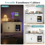 LUXOAK 60" Farmhouse Coffee Bar with Fridge