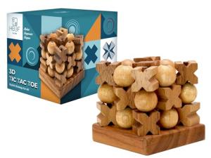 3D Wooden Tic Tac Toe Rustic Coffee Table Game