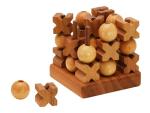 3D Wooden Tic Tac Toe Rustic Coffee Table Game
