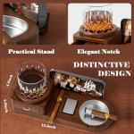 Wooden Cigar Ashtray Set with Whiskey Glass Tray