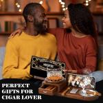 Wooden Cigar Ashtray Set with Whiskey Glass Tray