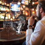 Wooden Cigar Ashtray Set with Whiskey Glass Tray