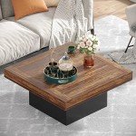 Square LED Coffee Table for Man Cave - Rustic Brown