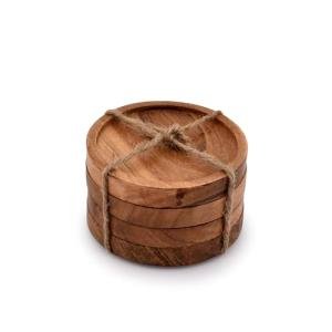Natural Acacia Wood Coaster Set - 4 Pack