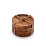 Natural Acacia Wood Coaster Set - 4 Pack