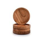 Natural Acacia Wood Coaster Set - 4 Pack
