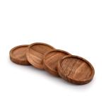 Natural Acacia Wood Coaster Set - 4 Pack
