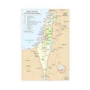 Israel Map Canvas Wall Art for Man Cave