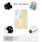 Israel Map Canvas Wall Art for Man Cave