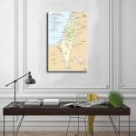 Israel Map Canvas Wall Art for Man Cave