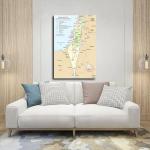 Israel Map Canvas Wall Art for Man Cave